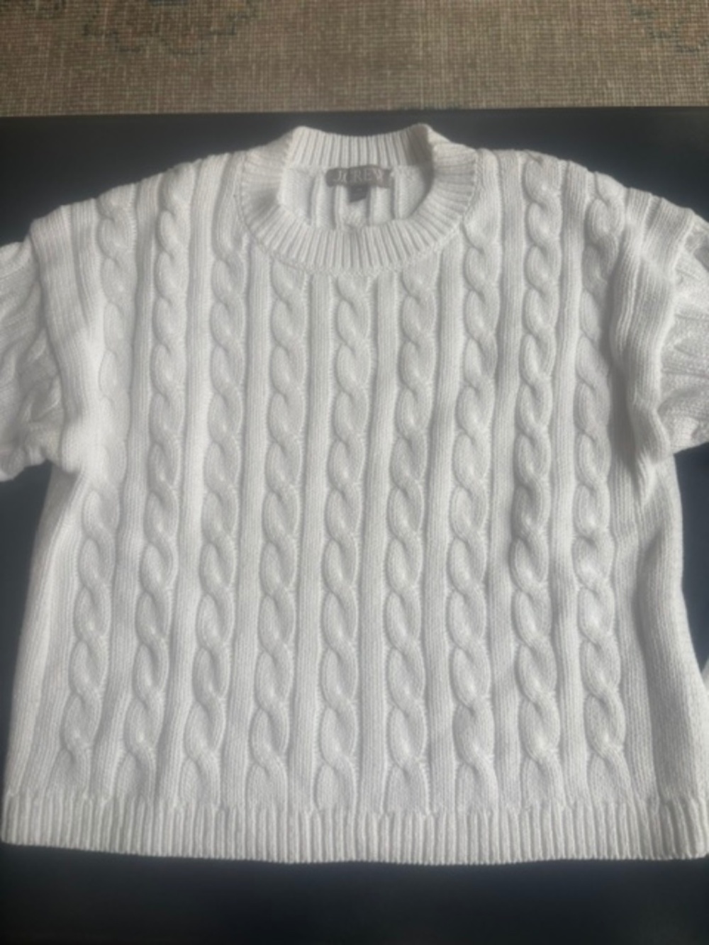 J Crew white cotton cable sweater, XS